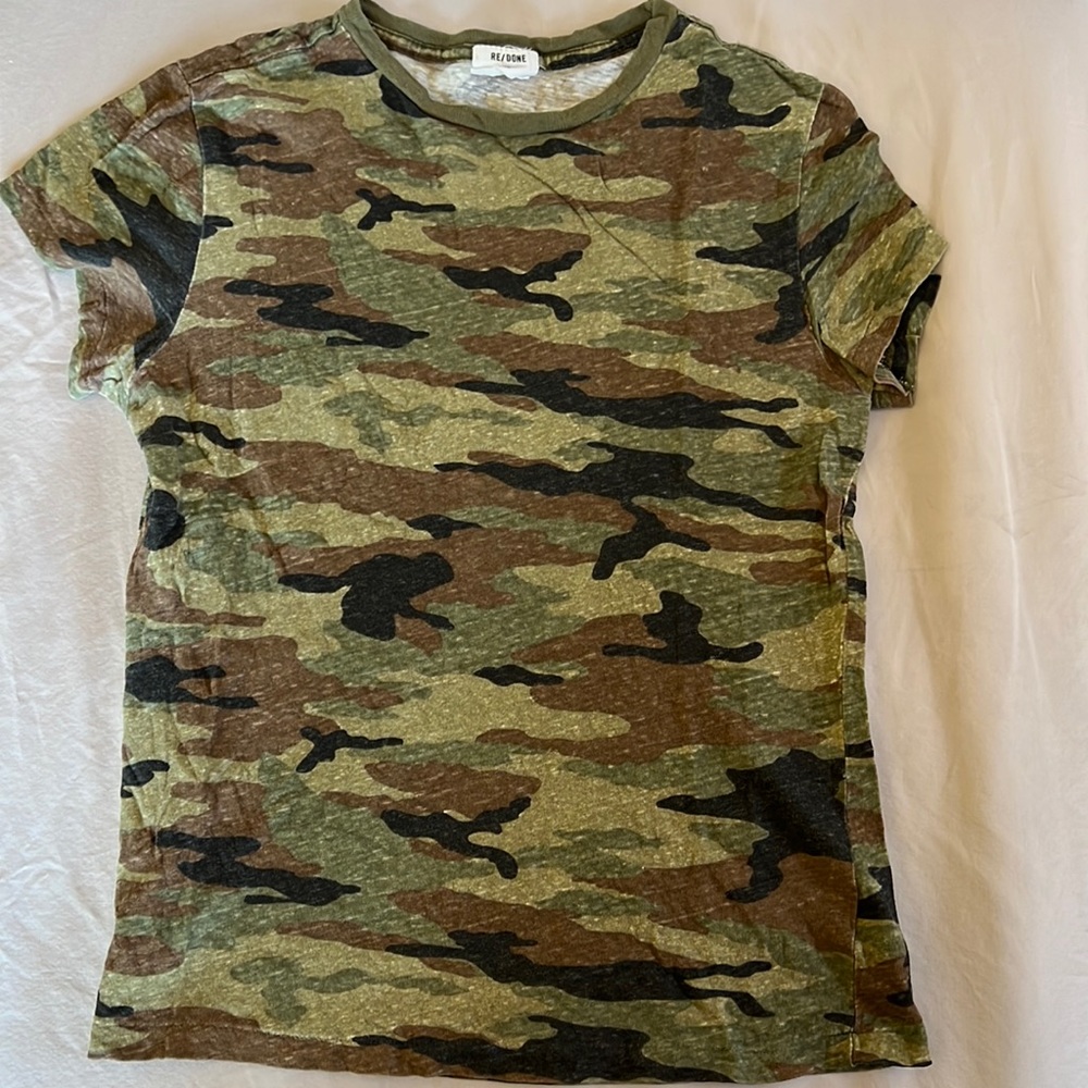 Re/Done Slim Tee in Camo T Shirt Top size medium